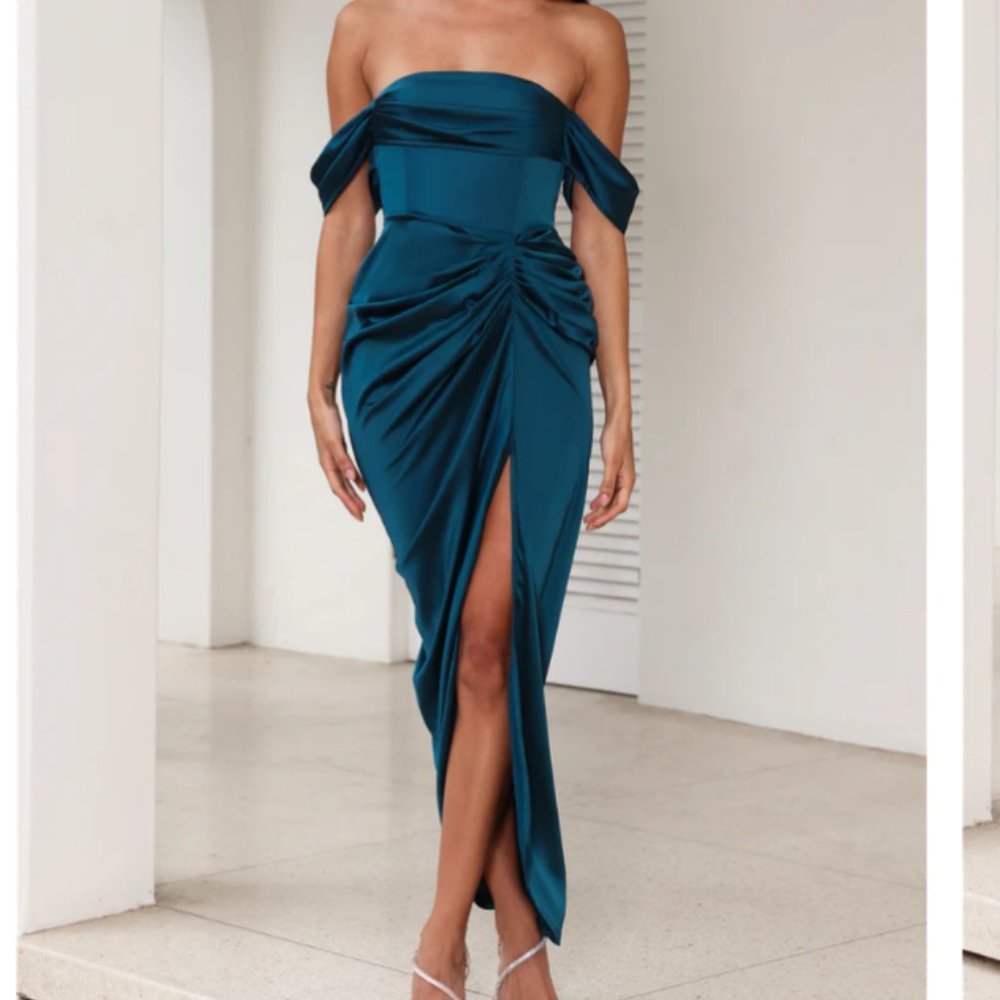 Hello Molly DEAR EMILIA BE SEEN MIDI DRESS TEAL Size Small